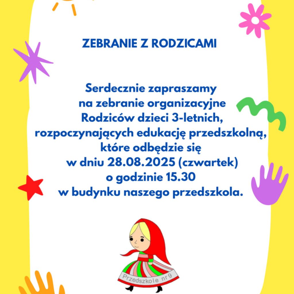 Zebranie z rodzicami  dzieci 3-letnich